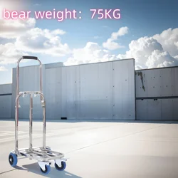 Large High-end Stainless Steel Folding Portable Luggage Cart, Shopping Cart, Hand Pulled Cart Trailer Load Capacity Wang Jingyin