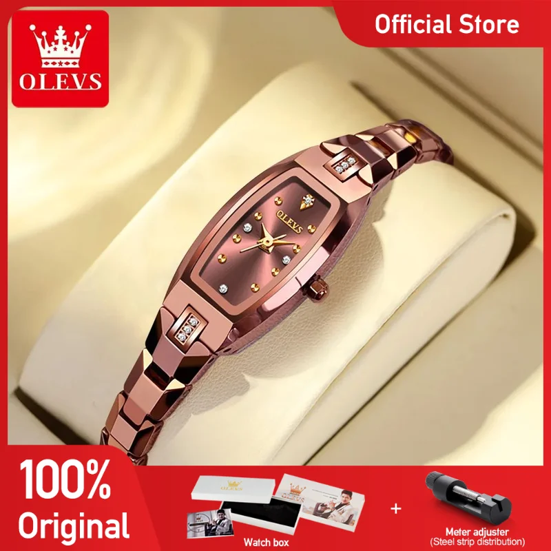 

OLEVS 5501 Ladies Watch Luxury Elegant Stainless Steel Quartz Wristwatch Diamond Tungsten Steel Watches For Women Slim Thin Set