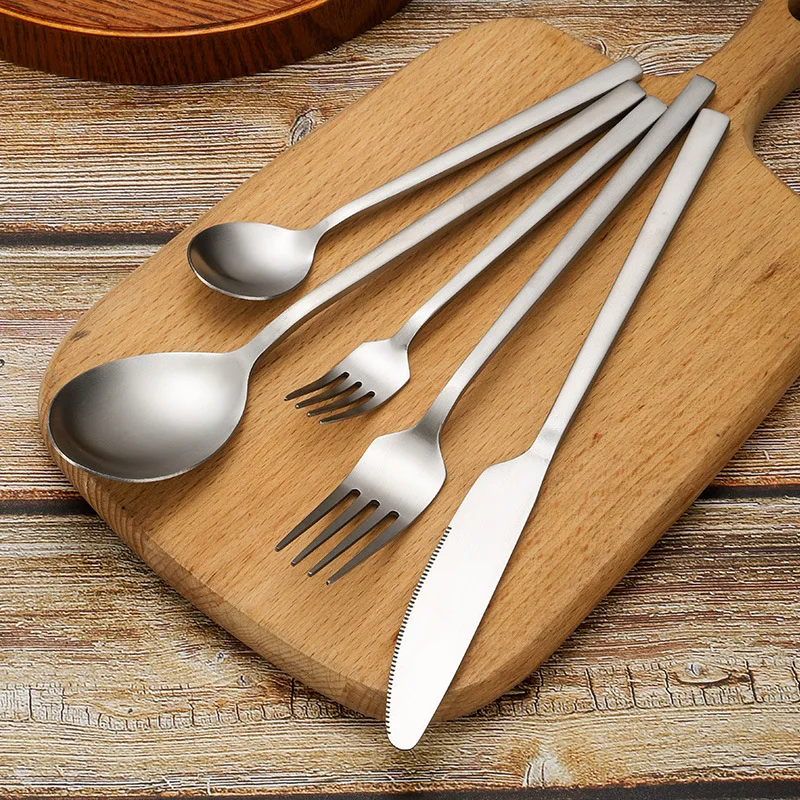 Modern Stainless Steel Matte Gold Cutlery Set Silverware Fork Spoon Knife Flatware Set