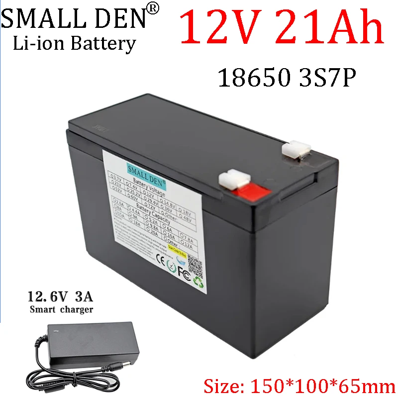 

12V 21Ah Li-ion Battery Pack 18650 3S7P For Sprayer Device Camera LED Lamp 12V Power Supply Kids Cars toy etc +12.6V 3A Charger