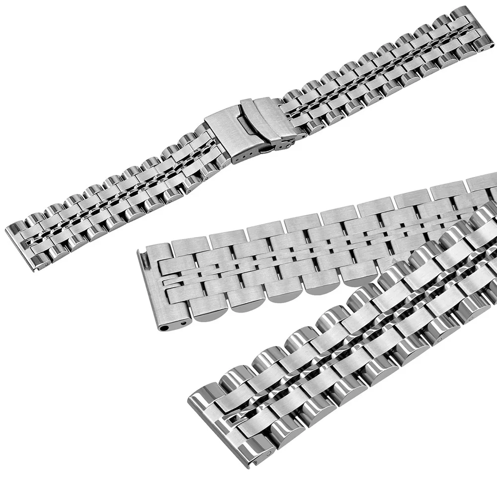 حزام ساعة من الفولاذ المقاوم للصدأ مقاس 22 مم لسلسلة ساعات سامسونج جالاكسي بإبزيم أمان معدني وحزام من الفولاذ المقاوم للصدأ لساعة عرض 22 مم