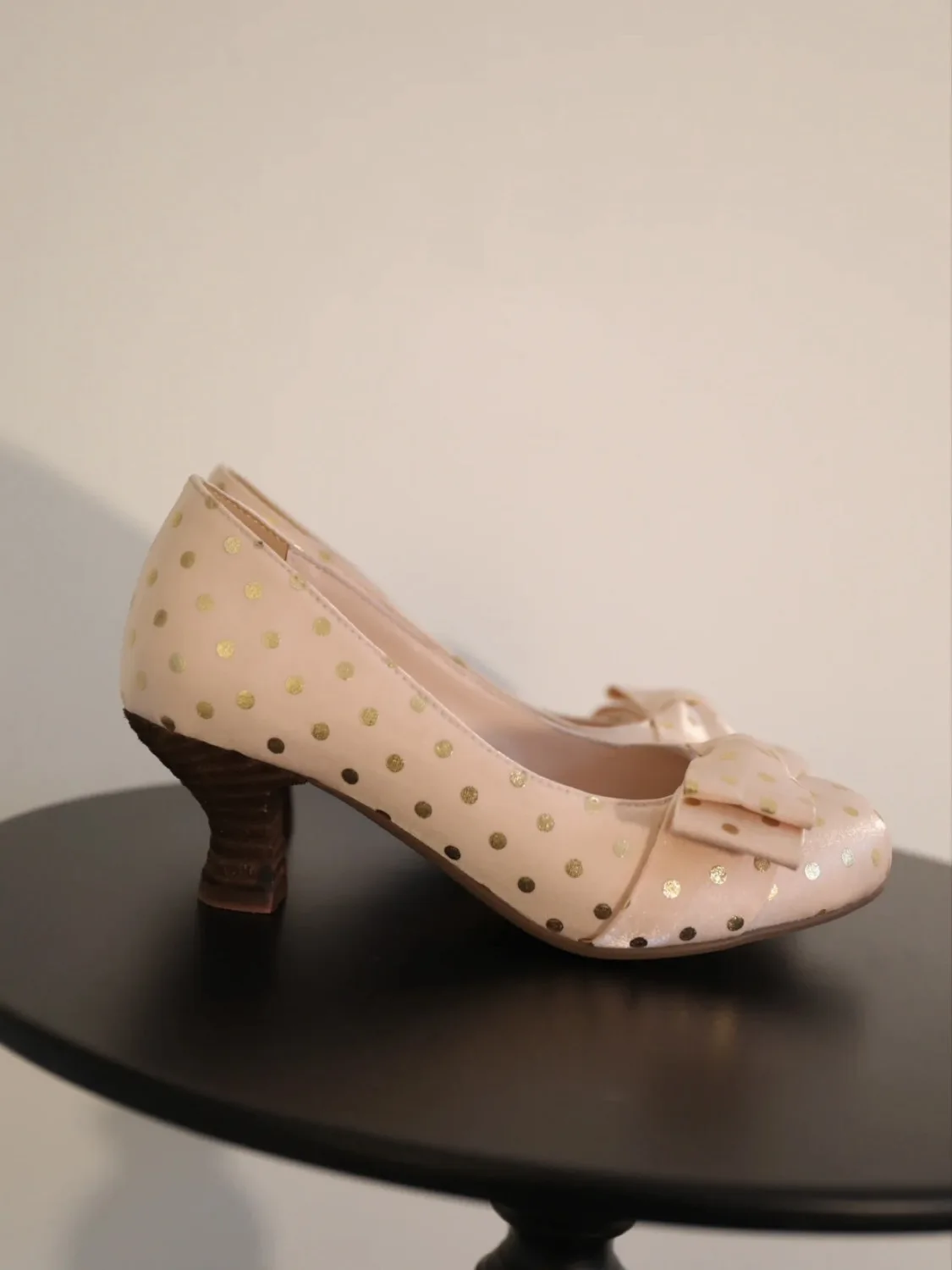 Polka Dot Bow Round Toe Chunky Heel Mary Jane Shoes Women Pumps with Top Dress Shoes Sweet Luxury Designer Shoes Women Heels