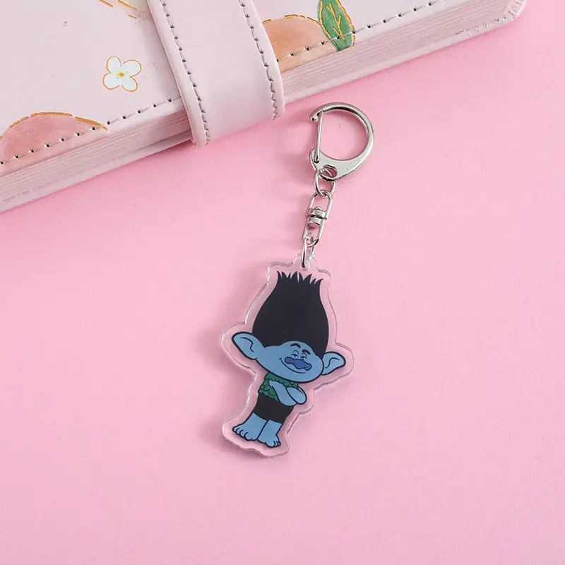 Acrylic Cartoon Anime Pendant Keychains Holder Car Key Chain Key Ring Phone Bag Hanging Jewelry Gifts Accessories Trolls