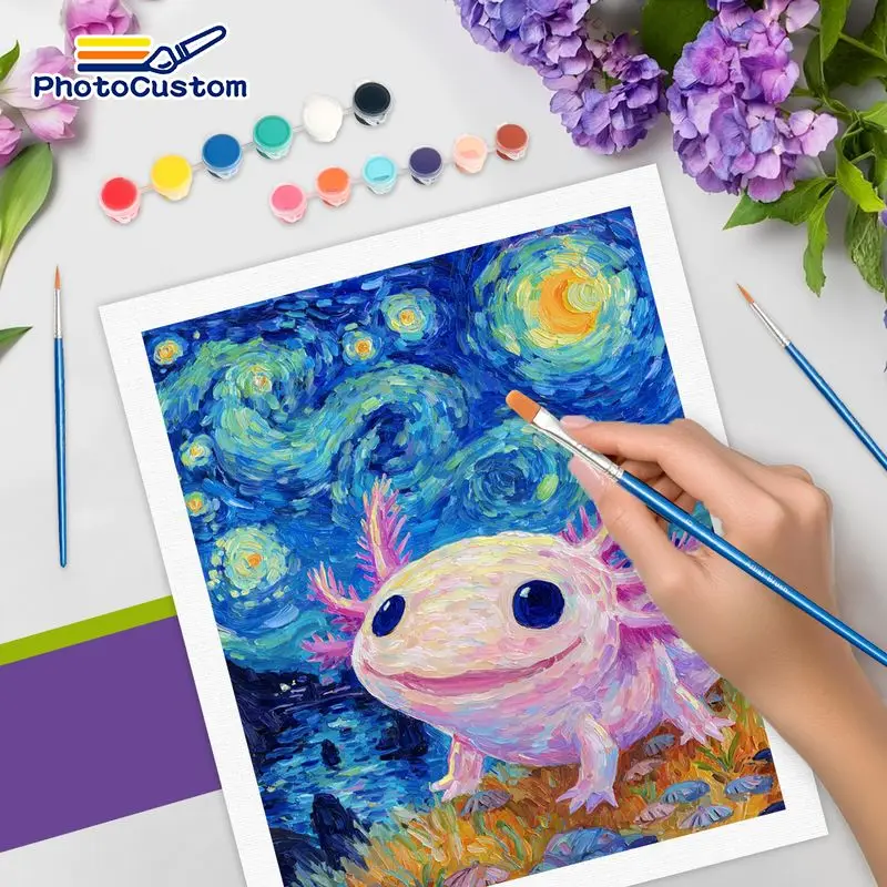 PhotoCustom Fish Paint By Numbers Living Room Decoration Paint With Numbers Animal Painting Numbers Home Decor Gift Crafts DIY