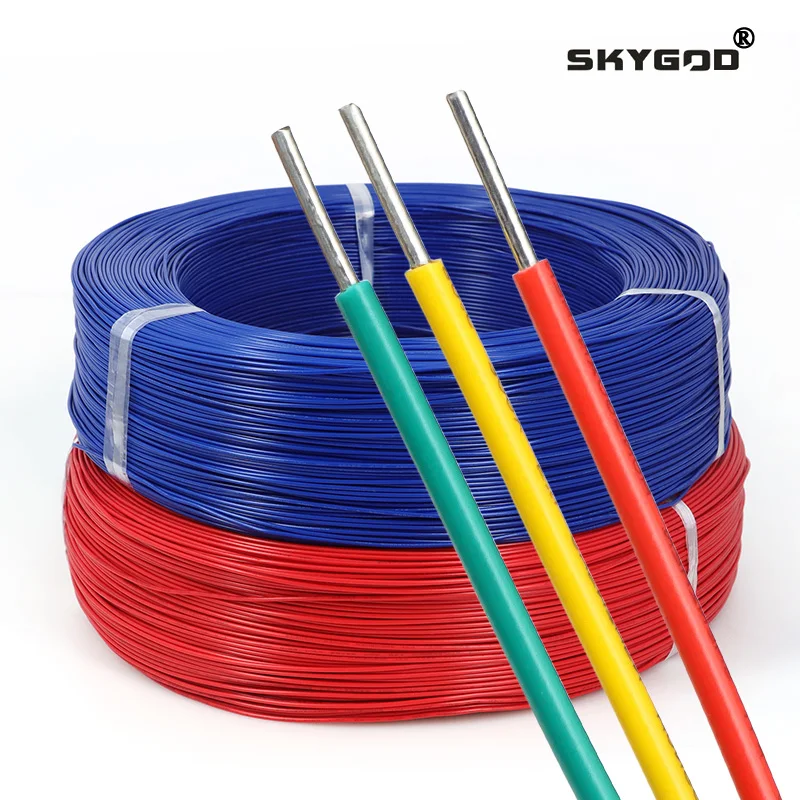 Single Core Tinned Copper 1007 Electric Wire 26 24 22 20 18 16 14AWG PVC Insulation Solid Line Tinned Plating Electronic Cables