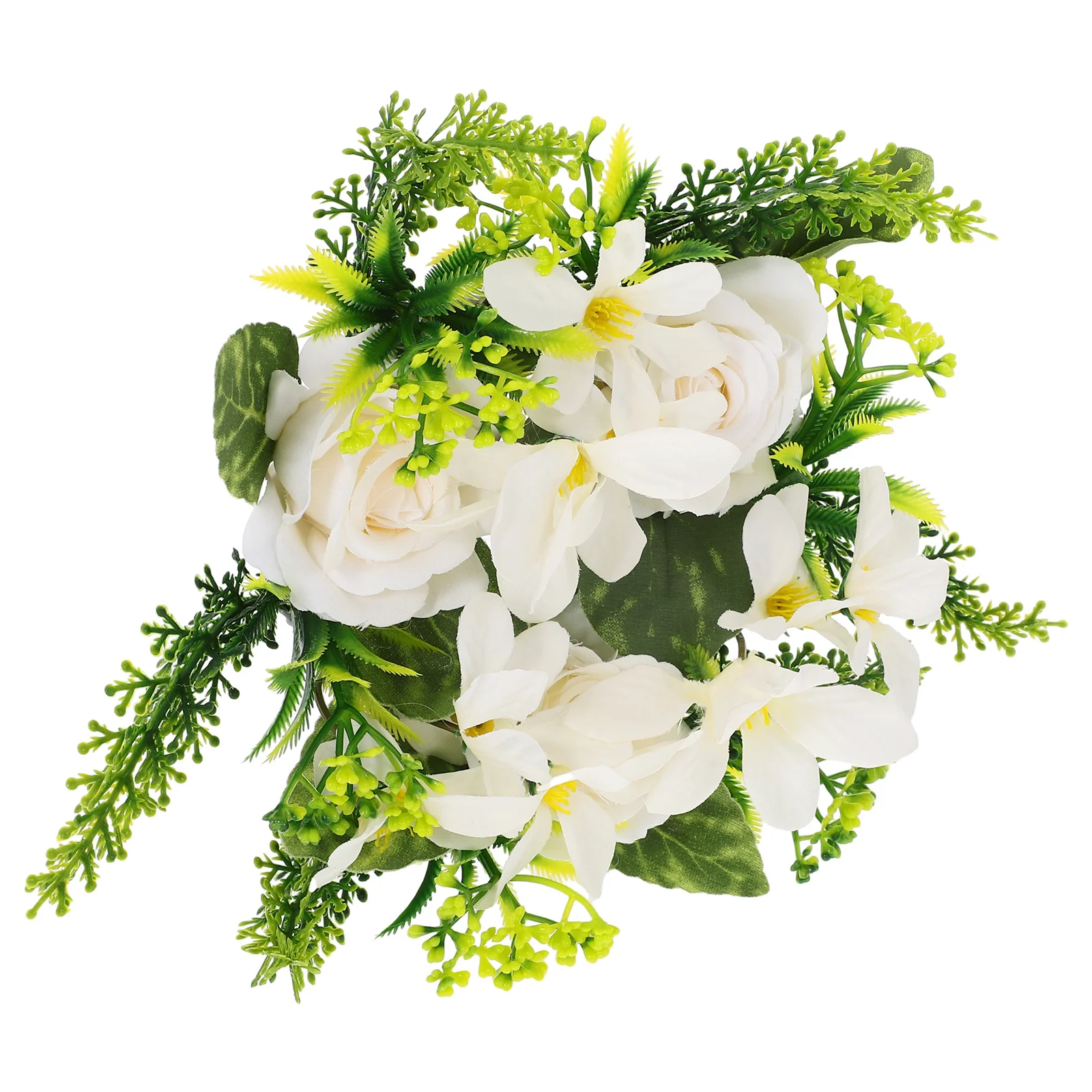 

Rose Ring Artificial Floral Wreath Lightweight Pillar Holder Wedding Decor Tabletop Centerpiece Party Decor