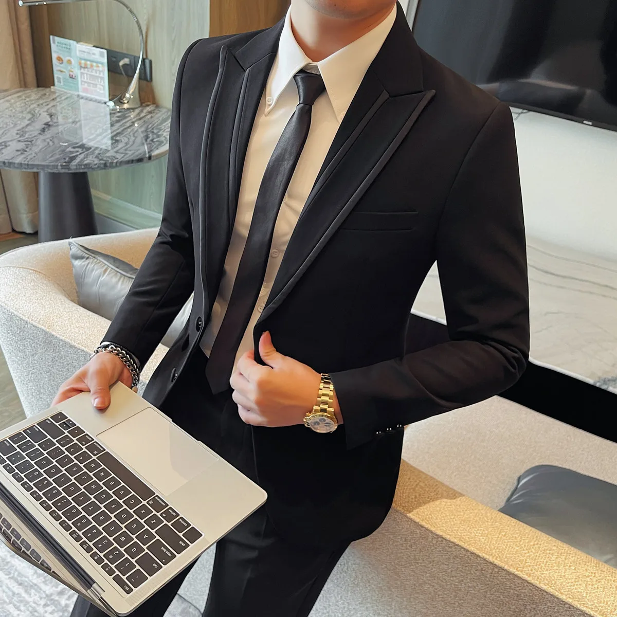 

Свадебное платье, пиджак, мужская одежда, 2024, деловая официальная одежда, приталенный повседневный костюм, пальто, мужские однобортные пиджаки, смокинг