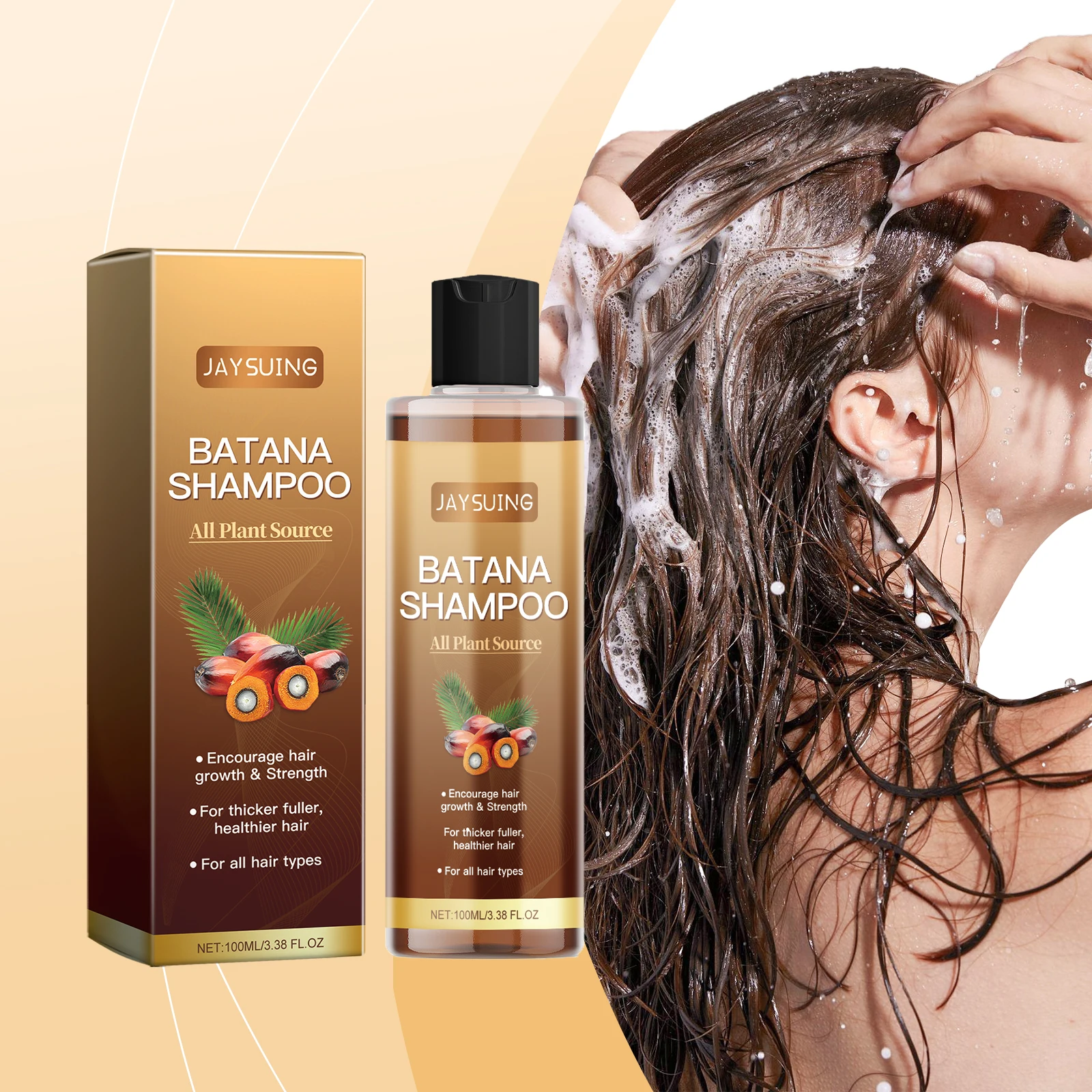 

JAYSUING Batana Shampoo Scalp Cleansing Repair Split Ends Frizzy Damage Moisturize Refresh Smooth Shiny Keratin Mask Serum