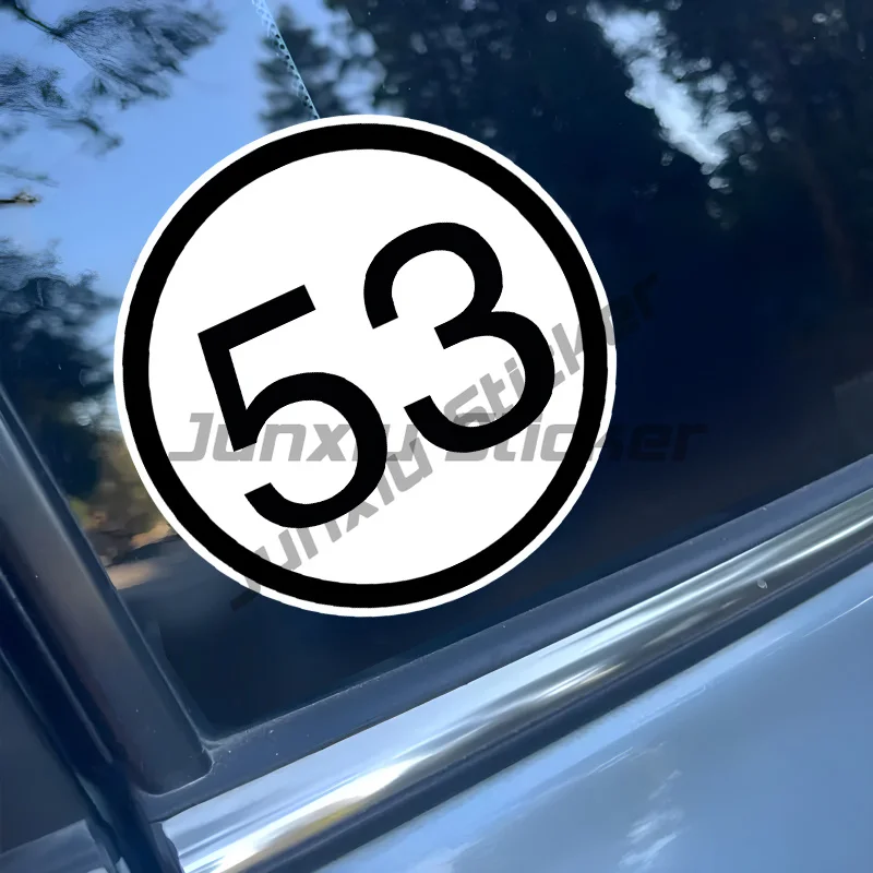 

Circle Racing Number 53 with White Background Car Sticker Waterproof Vinyl Decal for Car Door, Window, Bumper