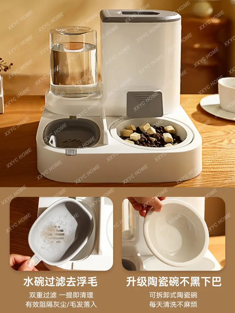 

Cat Dog Food Double Automatic Drinking Water Oblique Mouth Rice Water Bowl