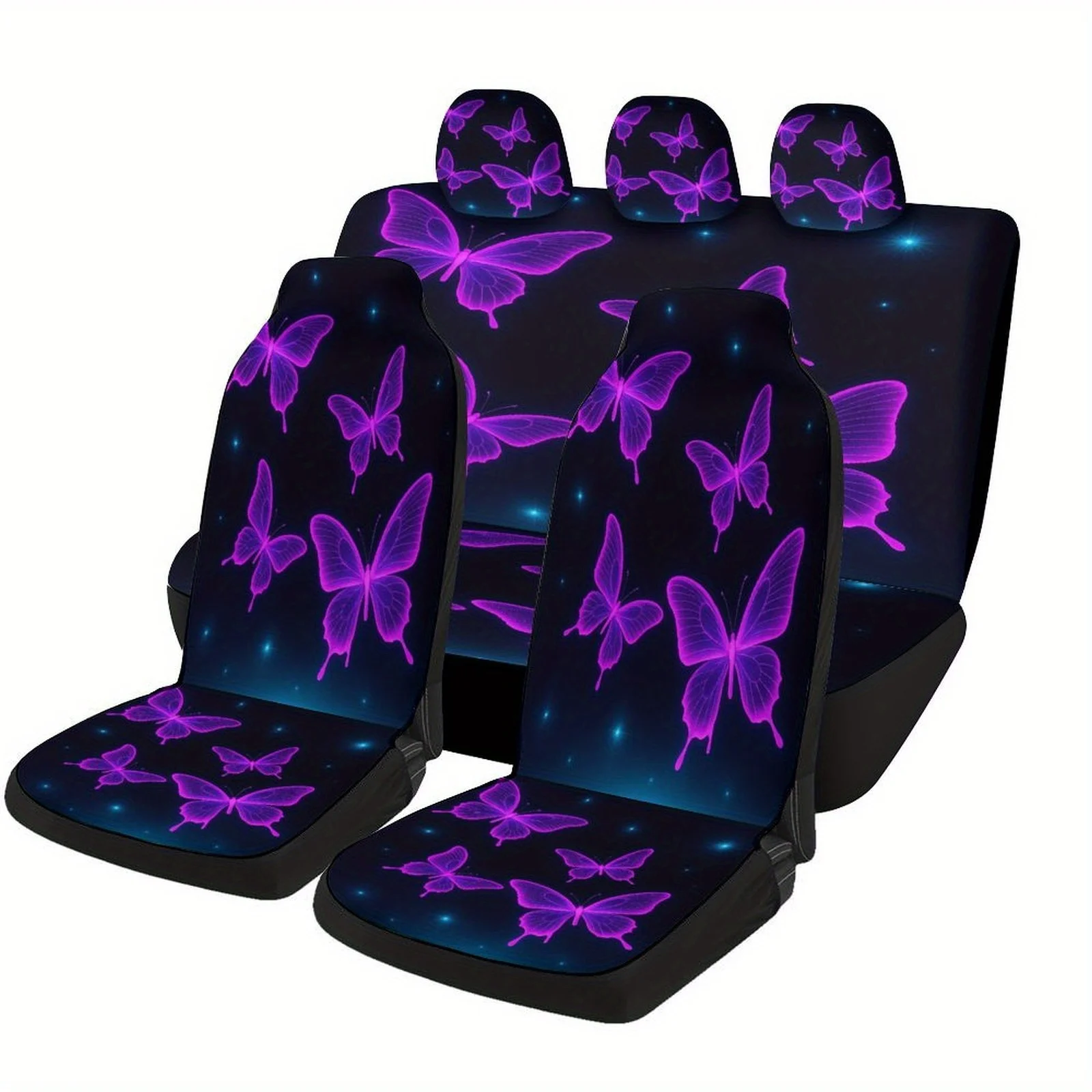 

Glowing Butterflies Designed Car Seat Covers Set For Most Cars, Fashion Decorative Car Seat Protector Covers Full Set, Universal