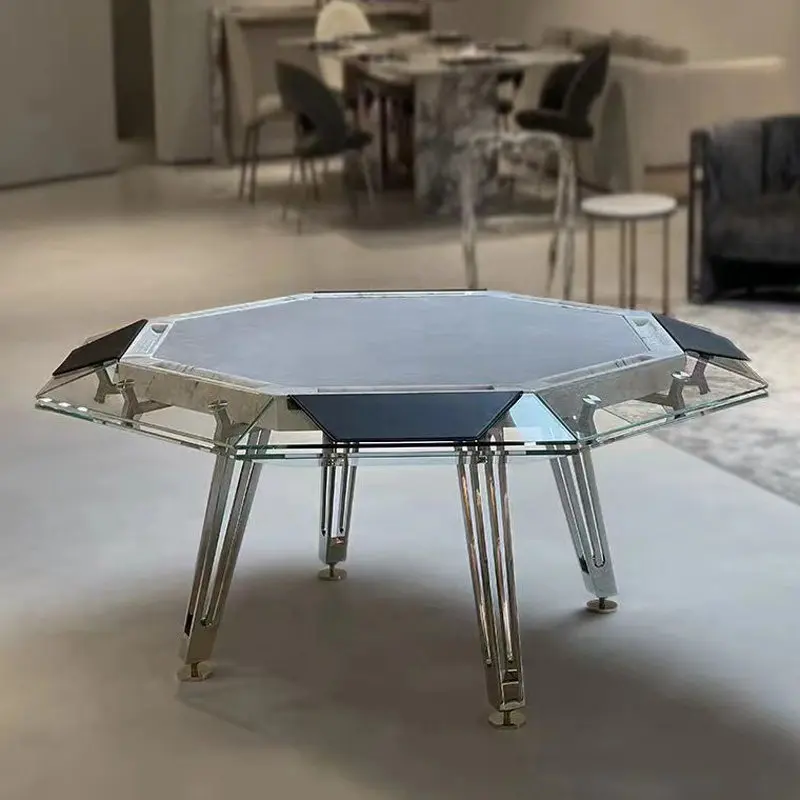 Tempered Crystal Glass Texas Hold'em Table Chess and Card Table Clubhouse Club Chip Table