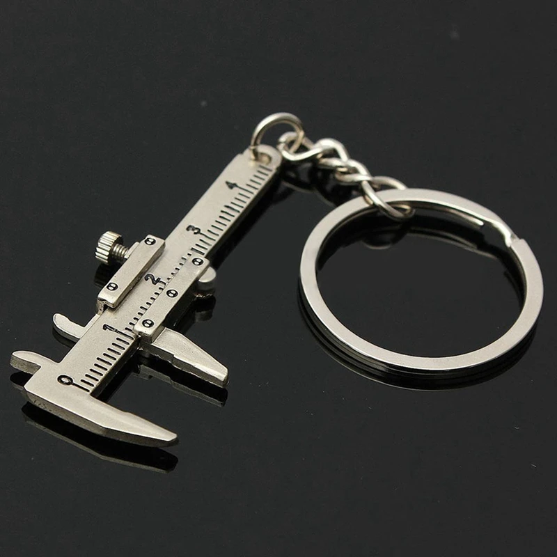 4X Useful Mini Vernier Caliper Tool Pendant Slider Slides Keyring Key Chain 10CM