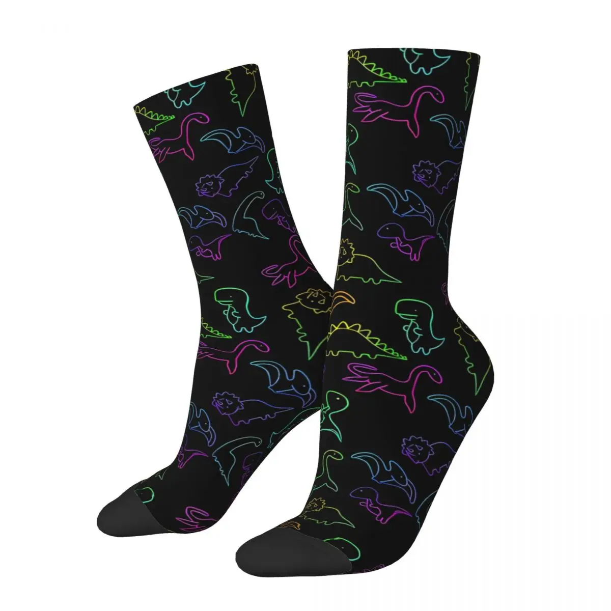 Retro Rainbow Dinosaurs Men's Socks T. Rex Dinosaurs Unisex Hip Hop Seamless Printed Crazy Crew Sock Gift