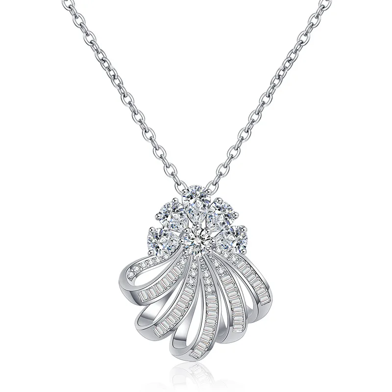 S925 Silver Imitation Diamond Pendant with Feminine Style, 3D Flower, Advanced Design, and Small Group Necklace