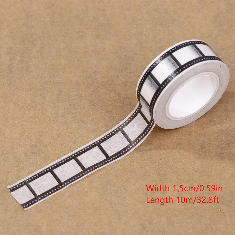 10M*15mm Tape Camera Roll Print Scrapbook DIY Sticker Decoration Japanese Tape Paper Black White Edges 10m