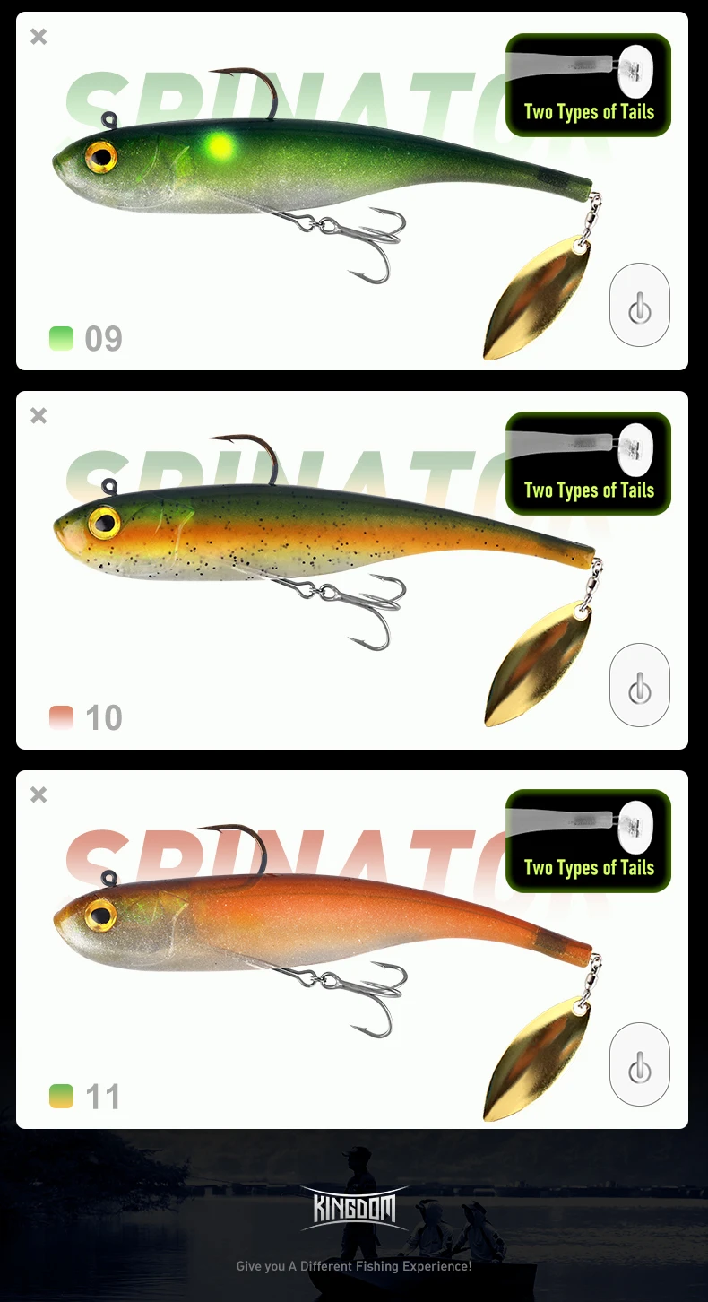 KINGDOM SPINATOR 150mm 47g Weicher Angelköder, Sinkender Swimbait, Spinner-Schwanz, Vibrationsköder für Barsch, Hecht und Raubfische – Detail 11