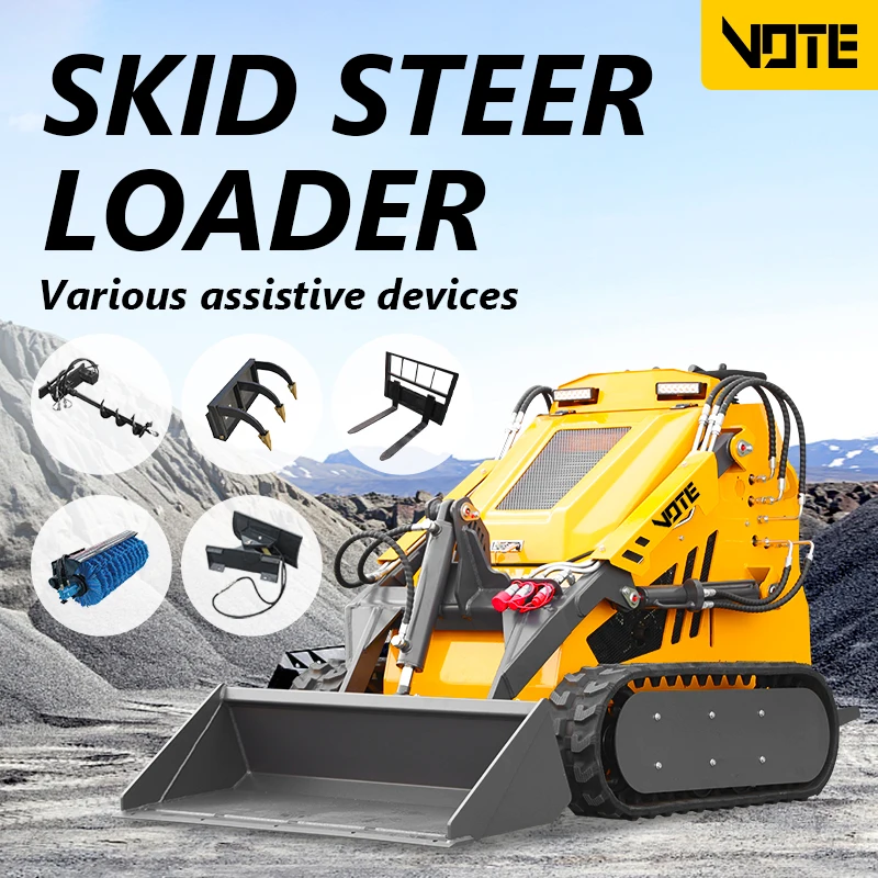 

China Factory Direct Mini Skid Steer Loader with 25Hp Diesel Engine High Hydraulic Flow Powerful wheel Loader for sale