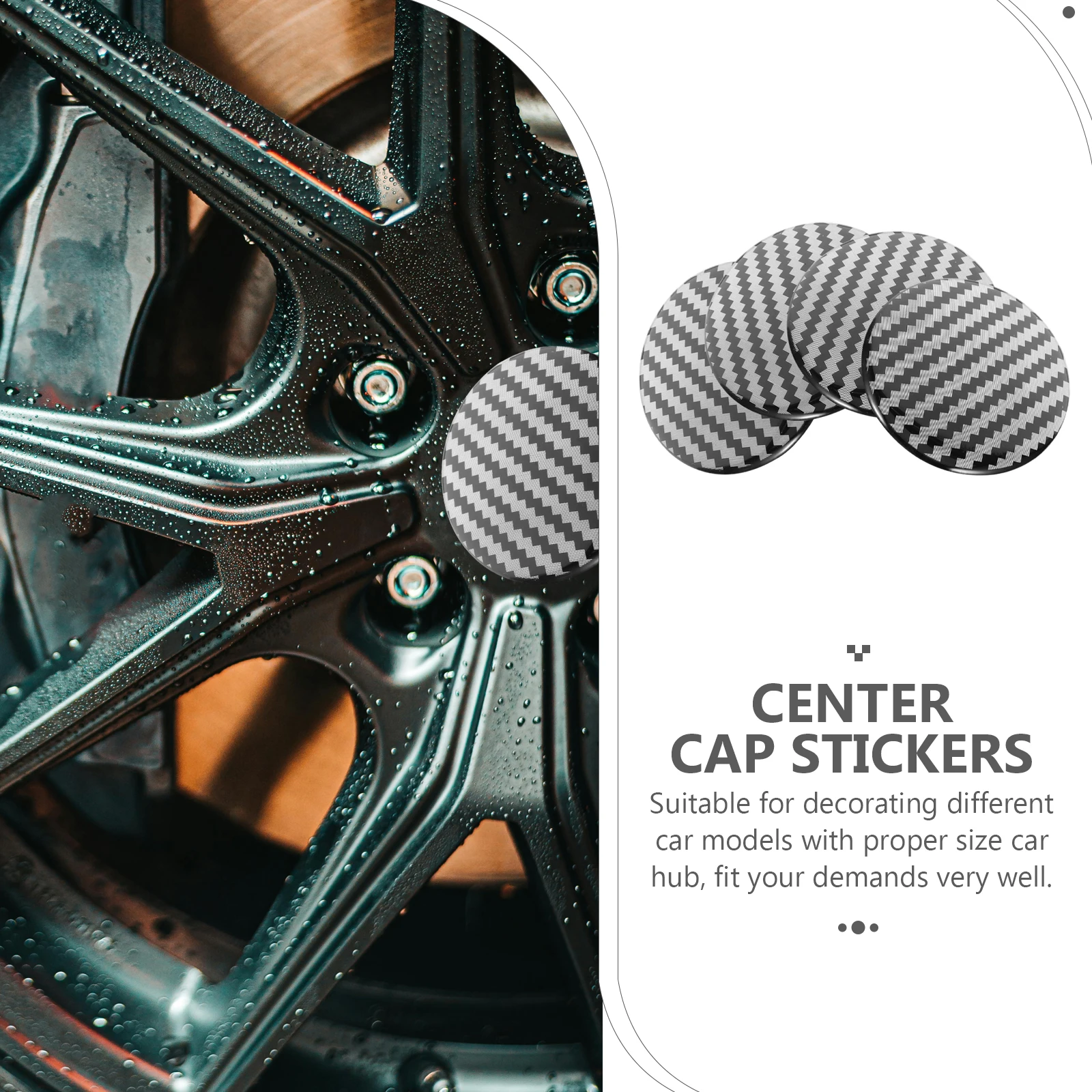 

4Pcs 56MM Black Car Hub Cap Decals Wheel Decorative Effect Stylish Look Long Lasting Materials Suitable Cars