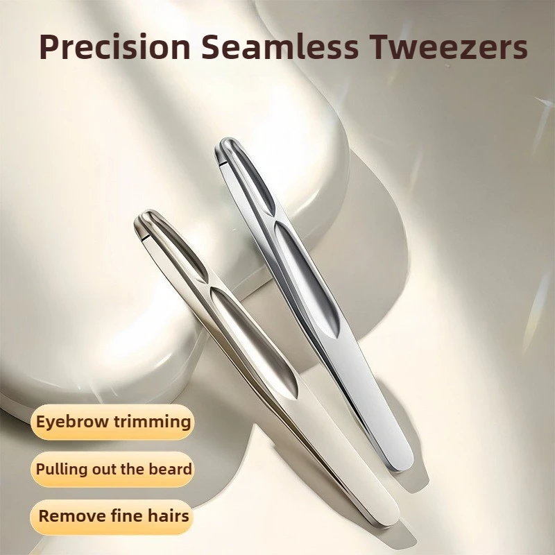 Stainless Steel Precision Tweezers for Eyebrows, Eyelashes, Beard & Mustache - High-Accuracy Round Head, Seamless Clamping Profe