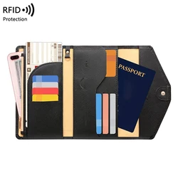 RFID Anti-Theft Brush Passport Bag, Multi-Functional Travel Wallet, Multi-Card Holder, Monochromatic Passport Holder