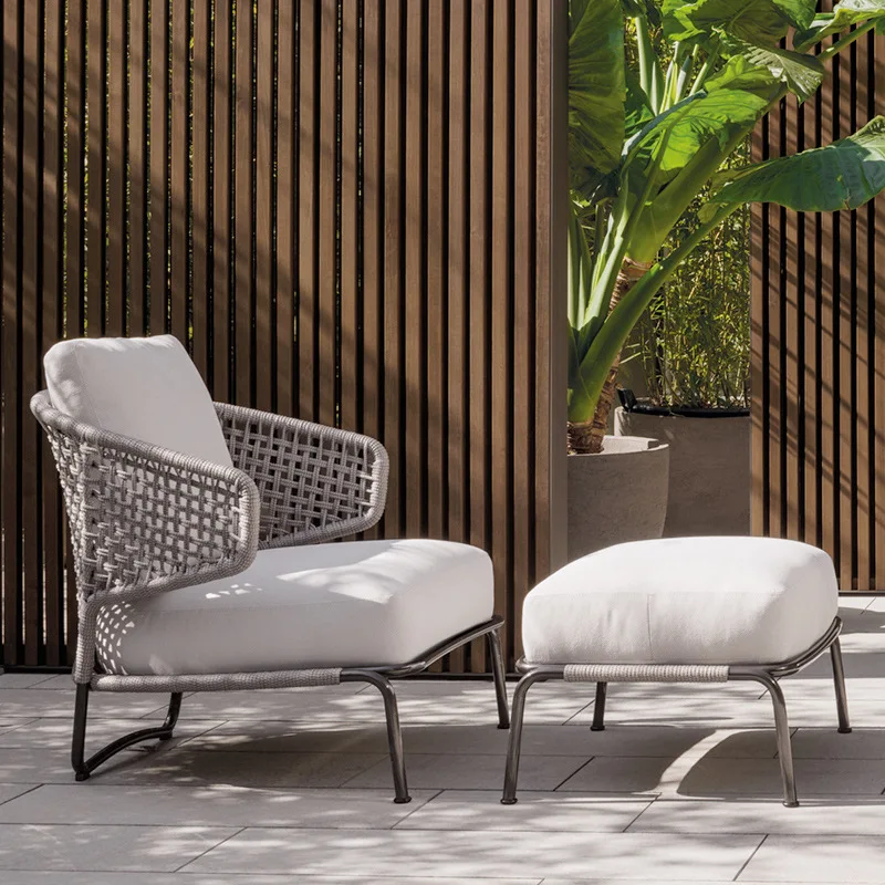 

#Nordic Woven Casual Paper Products Handcrafted Waterproof Durable Outdoor Sofa Set for Villa Gardens
