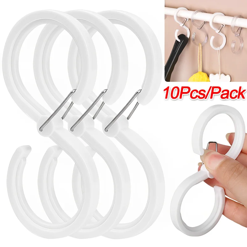 10/1PCS Windproof S-Shape Hooks With Buckle Home Kitchen Pot Rack Bedroom Bags Clothes Towels Closet Rod Plastic Hanger Hooks