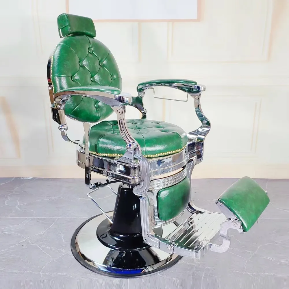 BarBer Men Oil Head Chair Barber Shop Hair Salon Metal Frame Professional Hydraulic Pump Lifting Shaving Face Hairdressing Chair