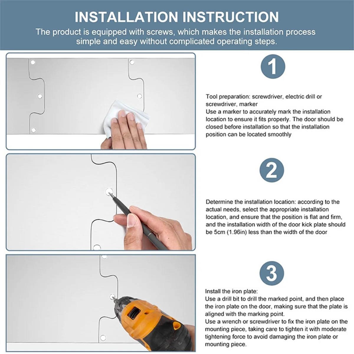 BAAQ Door Kick Plate, Heavy-Duty Anti-Scratch Protection for Doors Bottom, Sandblasted Interior/Exterior Use 6 X 30inch