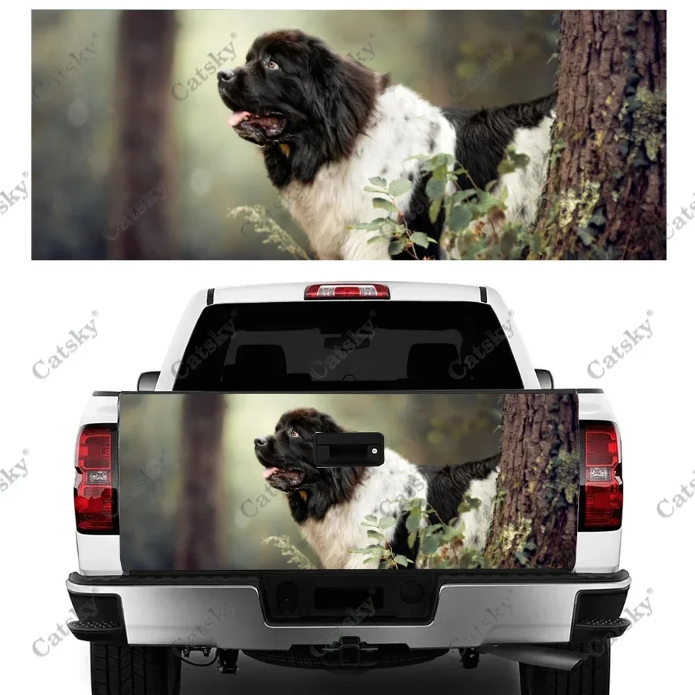 Animal Newfoundland Puppy Car Tail Trunk Protect Vinly Wrap Sticker Decal Hood Decoration Engine Cover for SUV Off-road Pickup