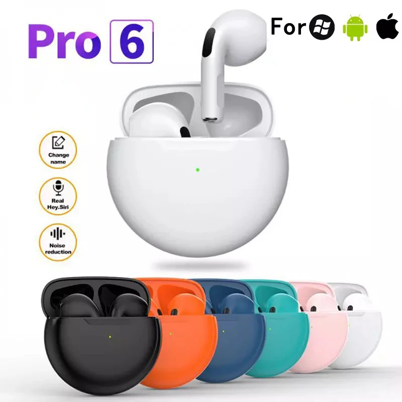 TWS Pro6หูฟังไร้สายบลูทูธ5.0หูฟังหูฟังกีฬาหูฟังกันน้ำสำหรับ Iphone Huawei Xiaomi สมาร์ทโฟน