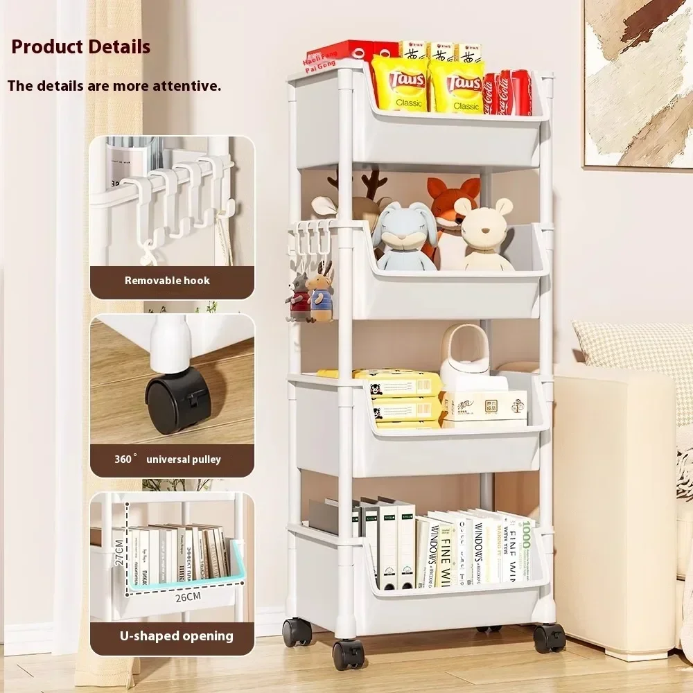 Rack Trolley Bookshelf Kitchen Storage Rack Kitchen Corner Narrow Slit Storage Cabinet Bathroom Living Room Snacks Rack