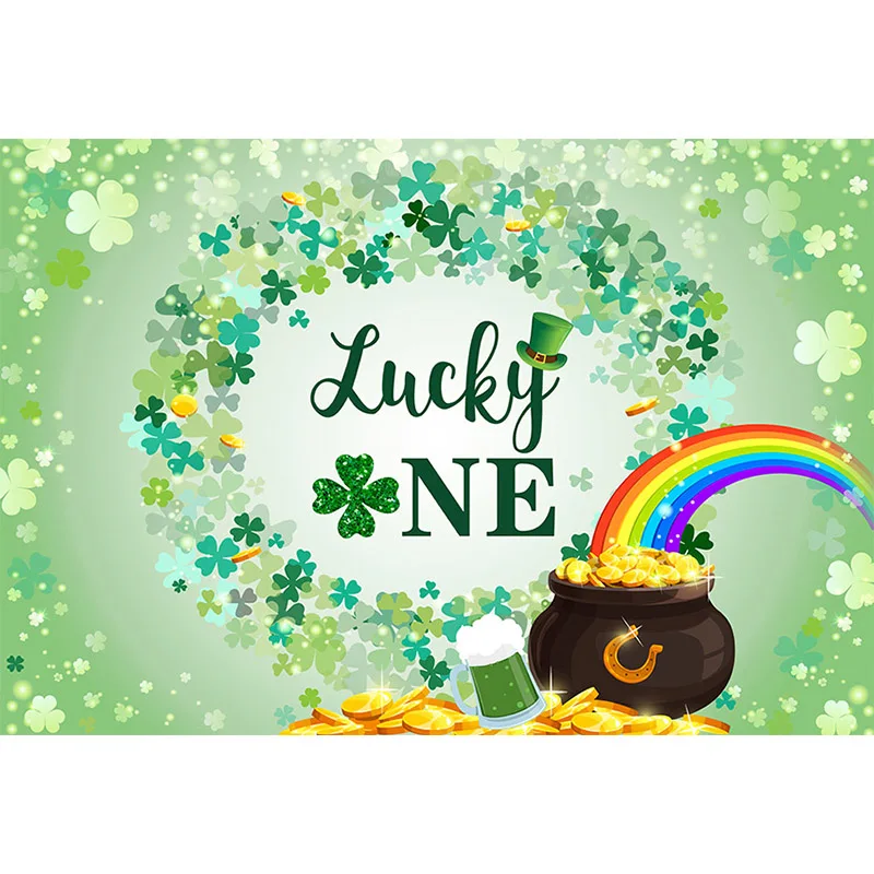 Avezano St. Patrick’s Day Backgrounds for Photography Lucky One Child 1st Birthday Party Clover Backdrop Photo Studio Decor Prop