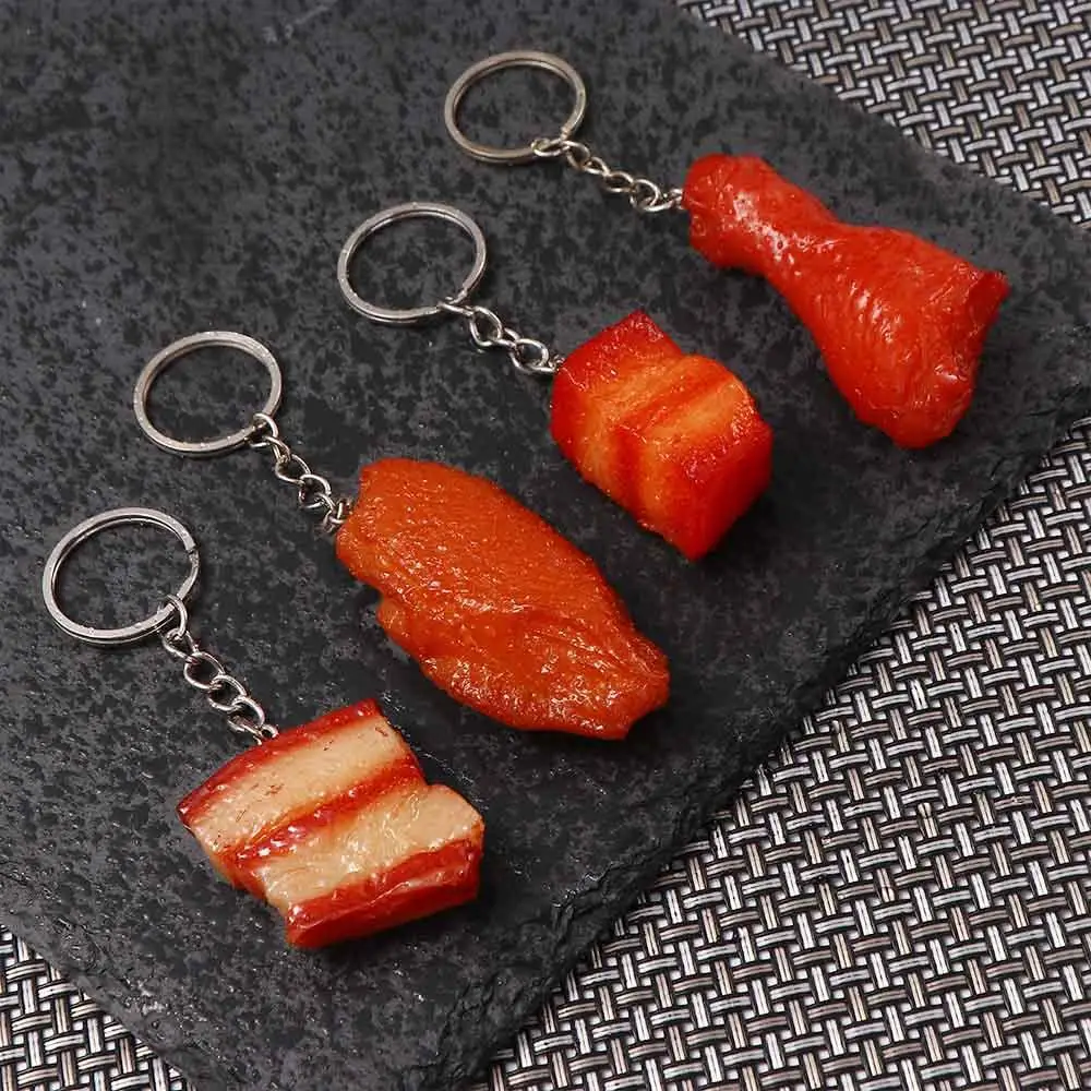 Trotters Chicken Wings Drumstick Roast Chicken Fast Food Key Ring Bag Pendant Fashion Jewelry Simulation Food Keychains