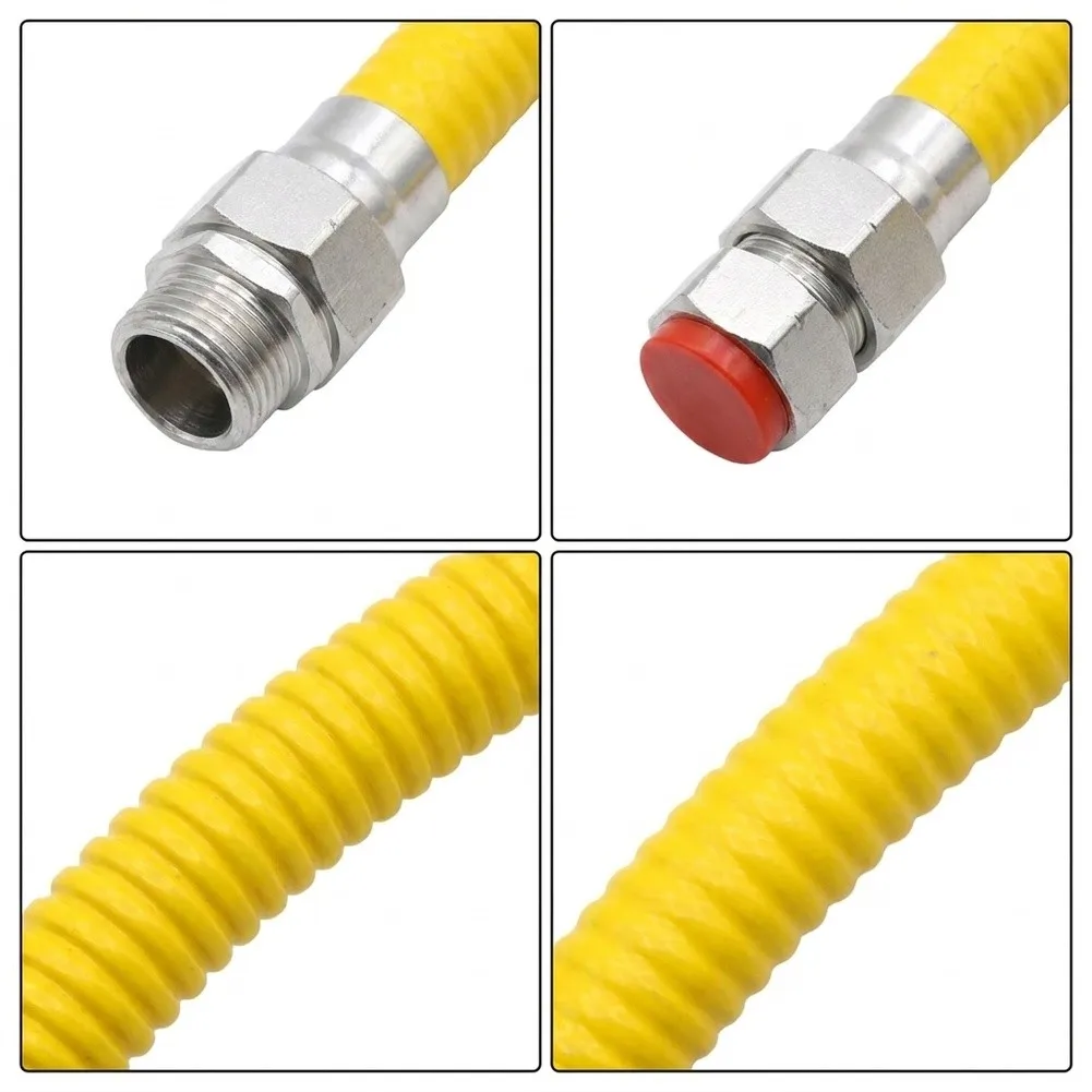 0.5/1M Gas Hose Connector Kit Stainless Steel Quick Disconnect Flexible Gas Line Hose Fitting For Stove Tankless Water Heater