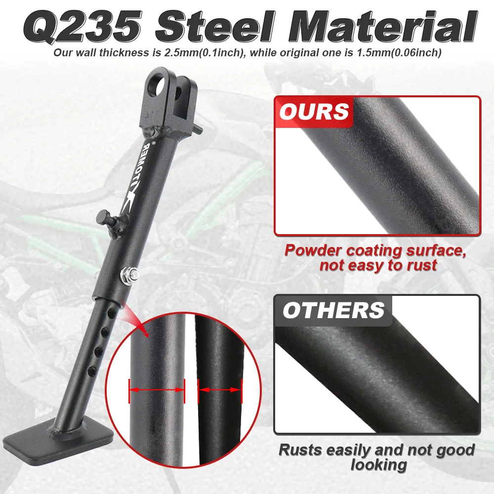 Motorcycles Adjustable Kickstand For Kawasaki Z900RS ZR900 2018 2019 2020 2021 2022 2023-2026 Steel Side Stand Support Bracket