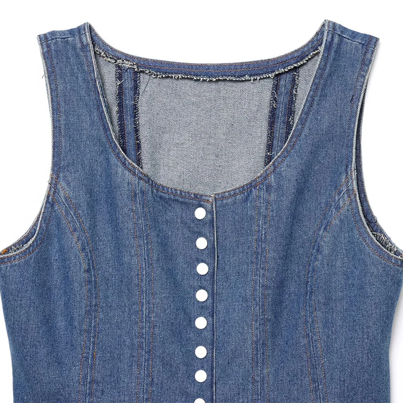 

Retro Hong Kong Sle Women's Denim Vest Waist-Cinching Summer New Arrival 2025 from Z Brand Polyester Fiber 00%