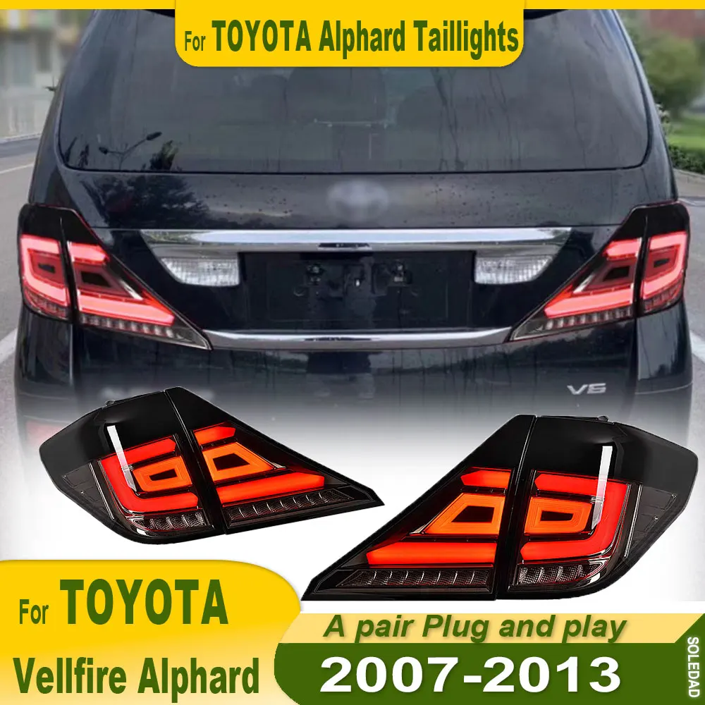 2pcs Tail Lights For Toyota VELLFIRE ALPHARD 2007-2013 Car FULL LED Tail Lamp Rear DRL Indicator Turn Signal Light Plug and play