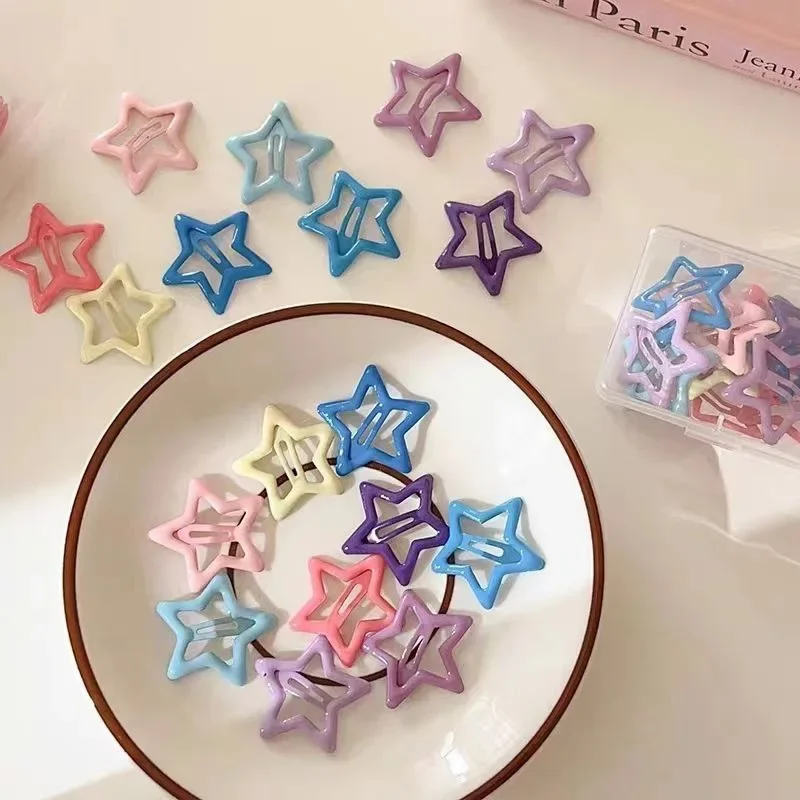 5Pcs Colorful Star Hair Clip Children\'s Colorful Five Pointed Star Girl\'s Side Clip with Small Fragmented Hair BB Clip Headpiece