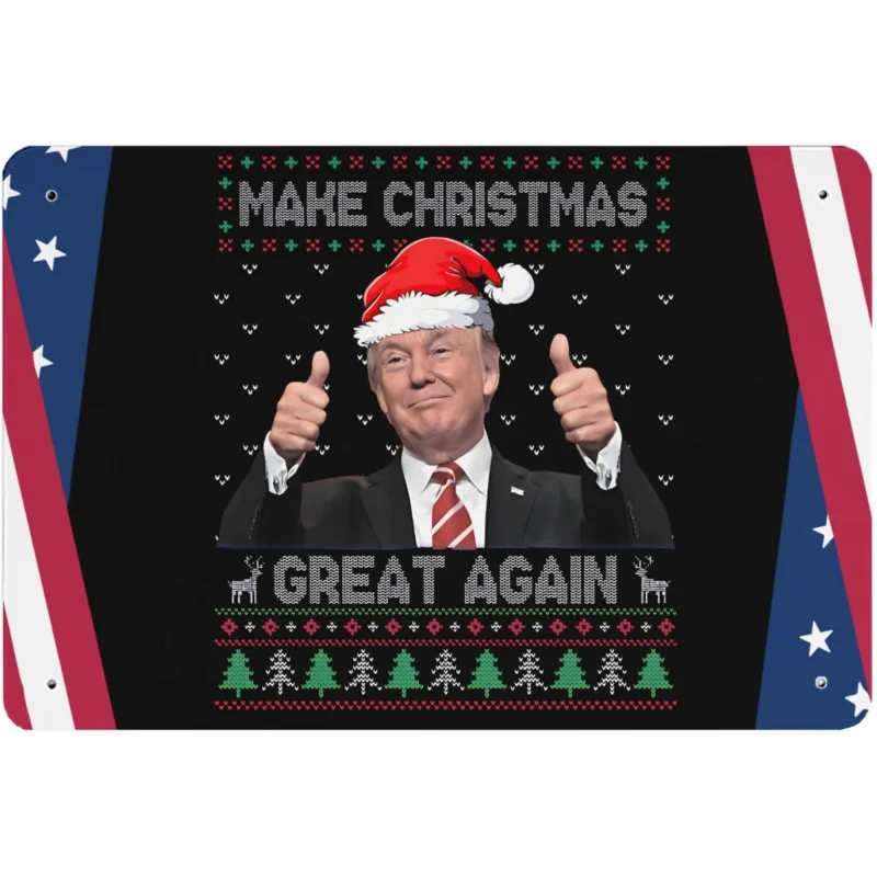 

Make Christmas Great Again Trump Fun Room Coffee Shop Decoration Tin Drawing 30x20x2cm