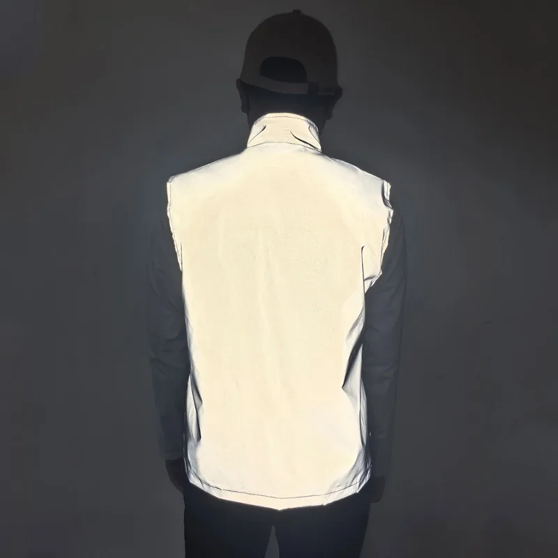 Nachtleuchtende Kleidung für Herren, leichte Weste mit Stehkragen, Frühling und Sommer, lässig, für Sport, Outdoor, Laufen, Radfahren, ärmellose Jacke – Detail 6