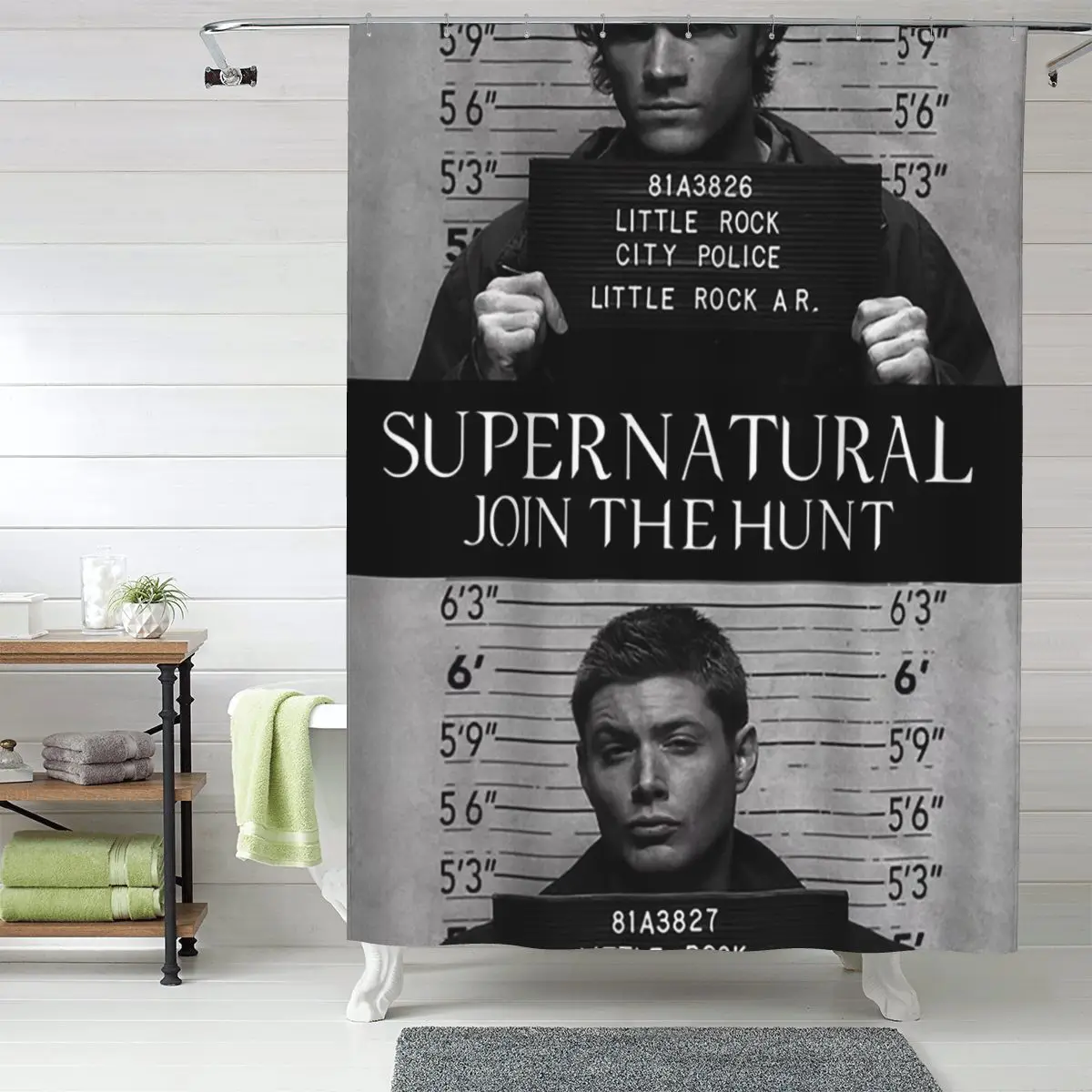 

Занавеска для душа Supernatural с изображением Сэма и Дина, полиэстеровая, водонепроницаемая, с крючками