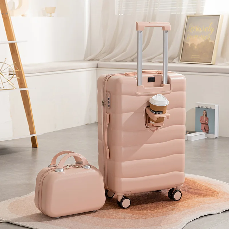 Multifunctional Trolley Case 18-26 Inch Women Men Large Capacity  Cup Holder Travel German Craftsmanship Wear-Resistant Luggage