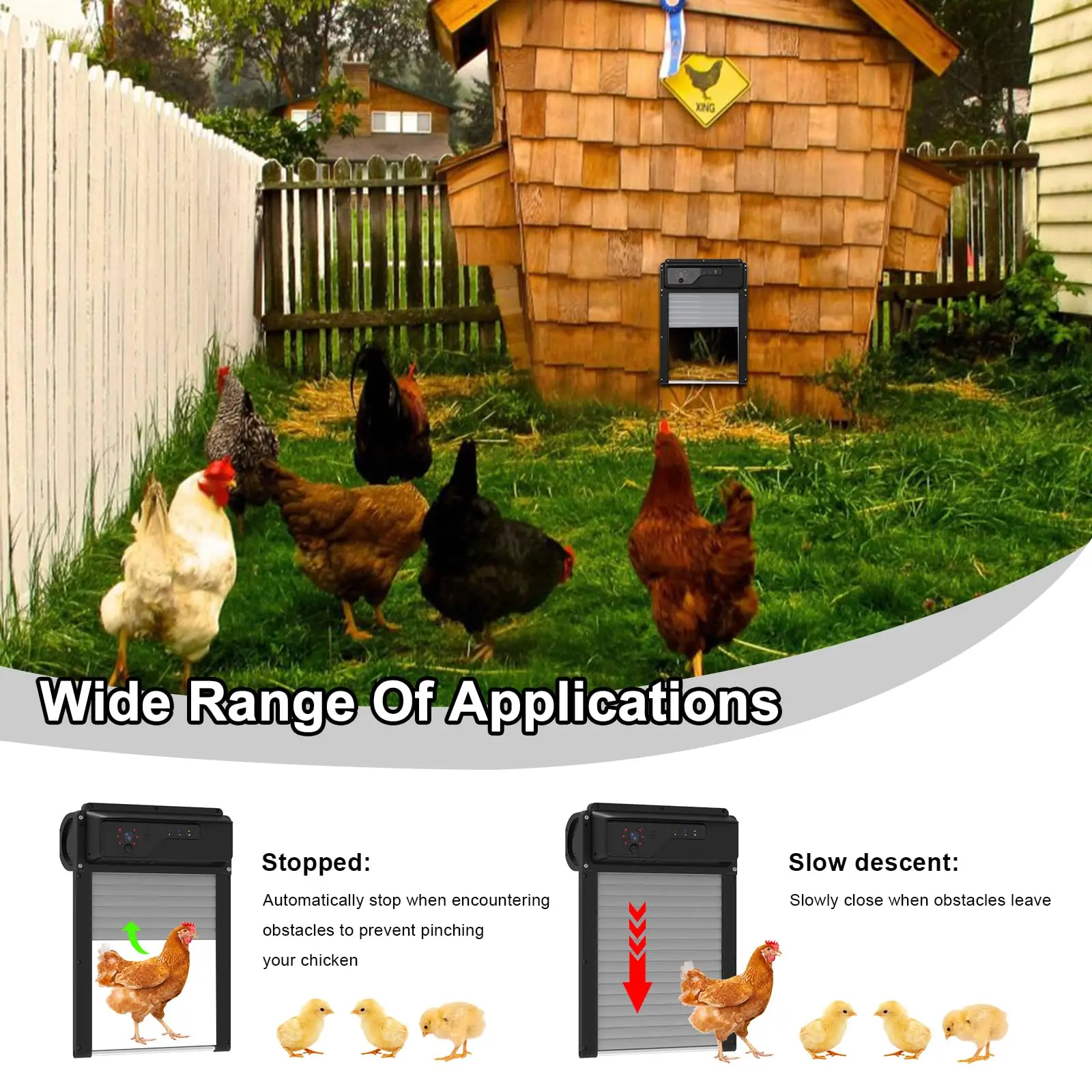 Automatic Chicken Coop Door Video Monitoring with APP Control 4 Modes WiFi Network Monitor Timer Solar Powered Chicken Door