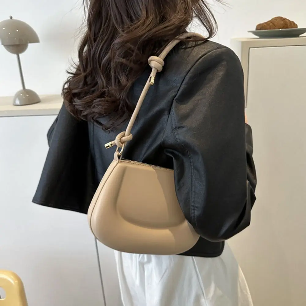 Fashion Women Girls PU Leather Shoulder Bag Girls Solid Color Underarm Bag Messenger Bag Crossbody Bags