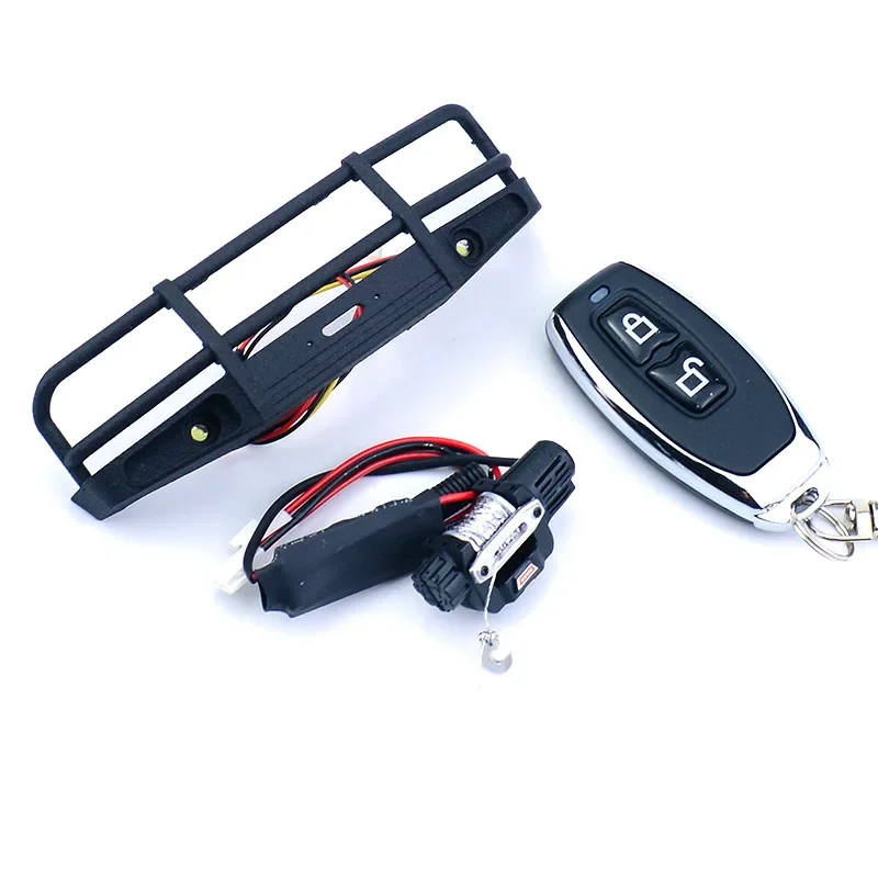 FMS FCX18 LC80 LED Simulation Front Bumper with Lights Winch Controller for 1/18 RC Rock Crawler Car FMS FCX18 Toyota Truck