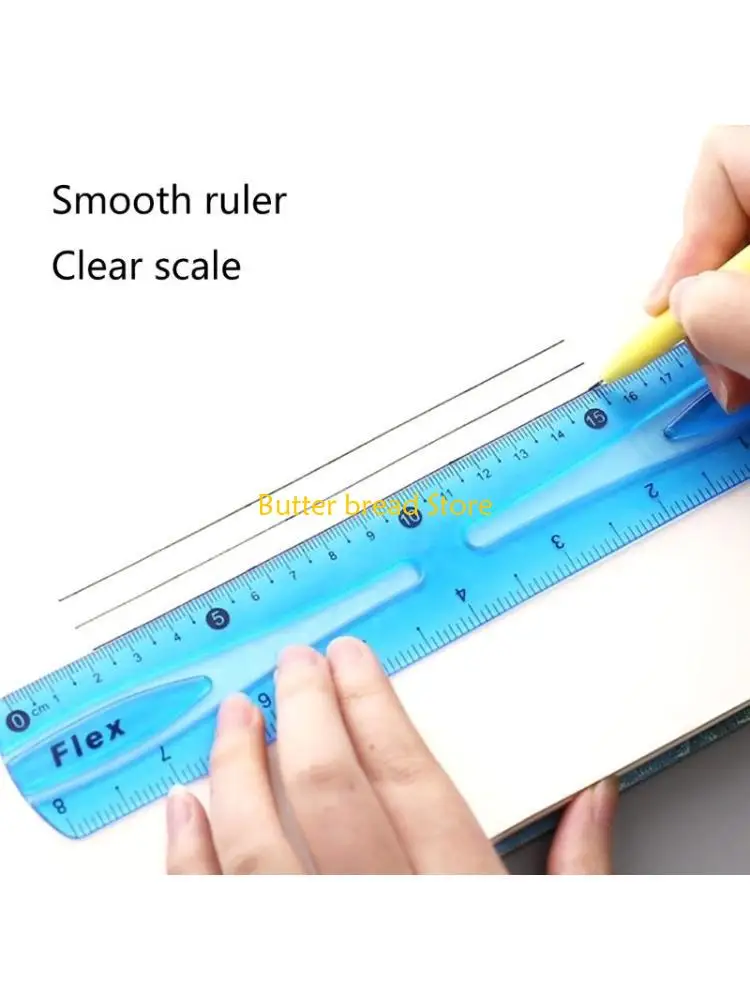 W89C 2Pcs Clear Straight Ruler with Inches & Metric for Workshop Home Schools Office