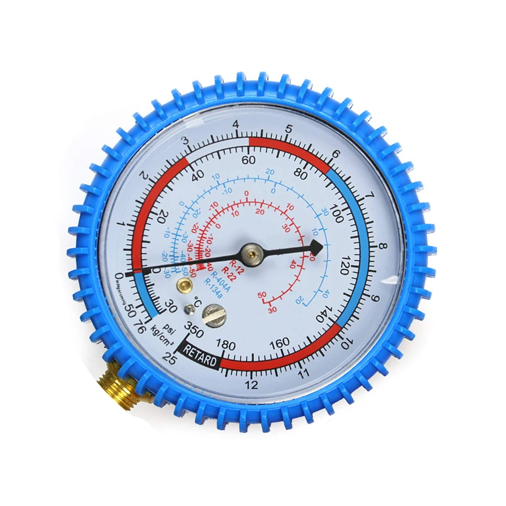 

R134a R22 R12 R404a Манометр низкого давления переменного тока — синий, 0–350 фунтов на квадратный дюйм (0–15 бар), манометр хладагента