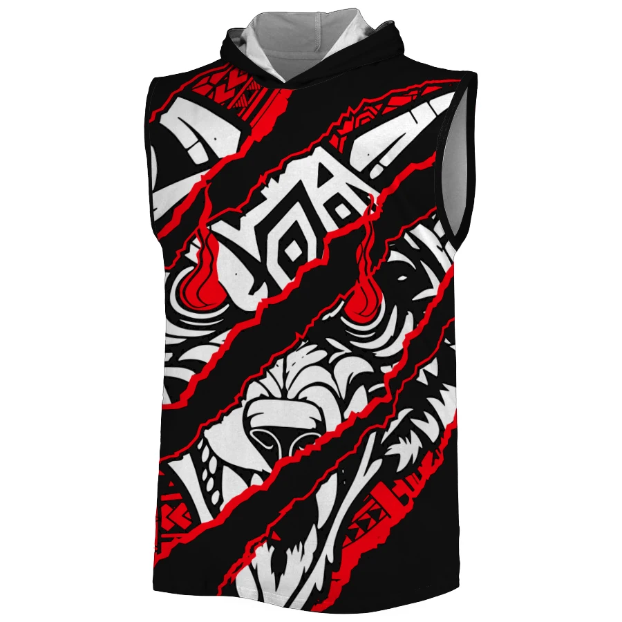 Men's Black Jacob Fatu Claw Mark Hooded Tank 3D Printed Quick Drying Breathable Gym Tank Top Sports Casual Sleeveless Hoodie