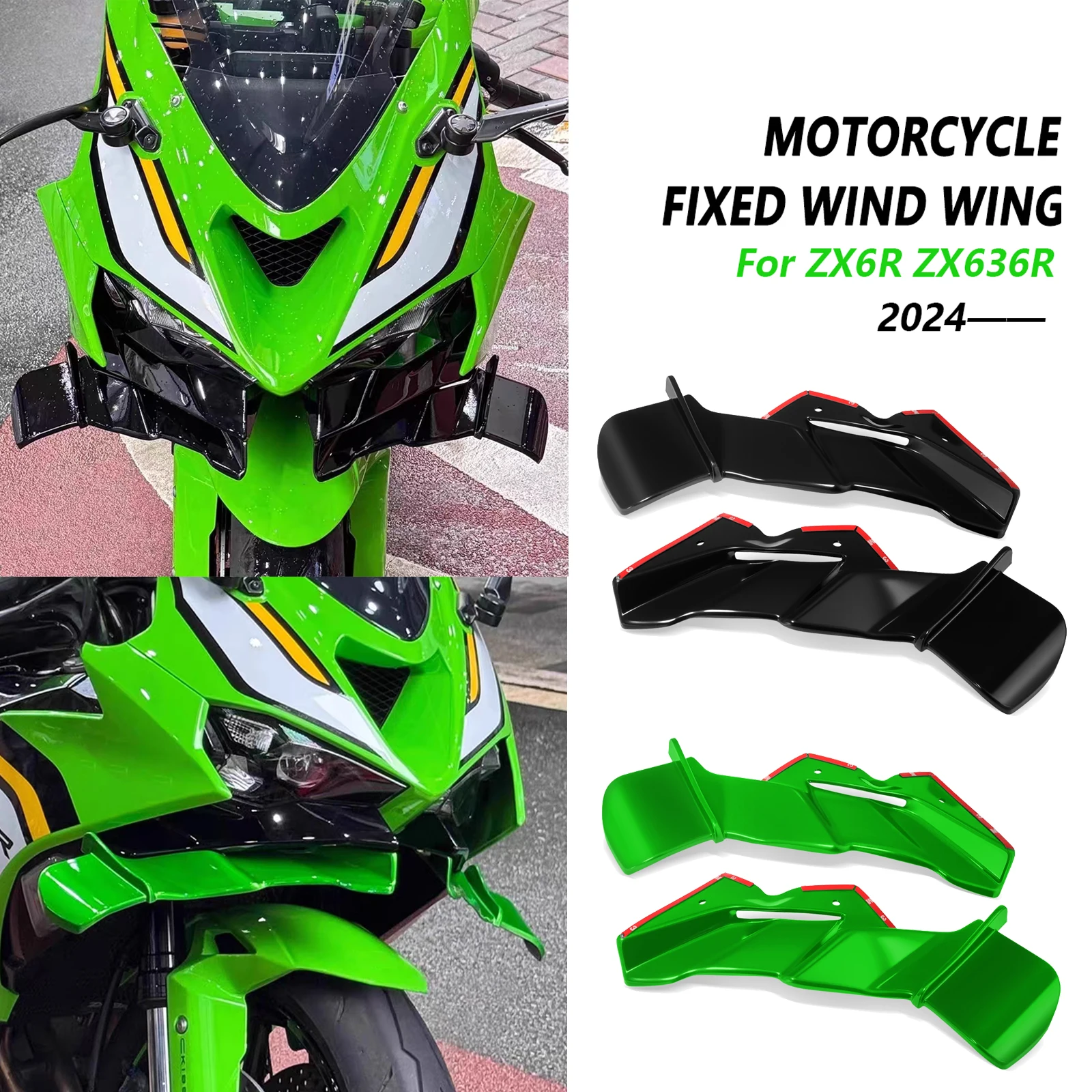 For ZX-6R ZX6R zx-6r 2024 2025 ZX636R Motorcycle Front Spoiler Wing Front Winglet Lip Fairing Small Wing Accessories